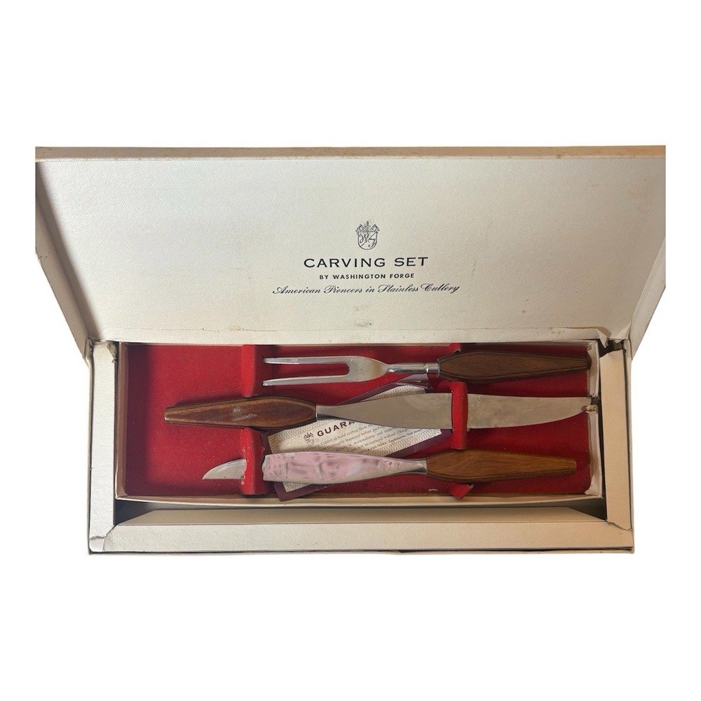 VTG Carving Set Washington Forge Cutlery Antique In Box